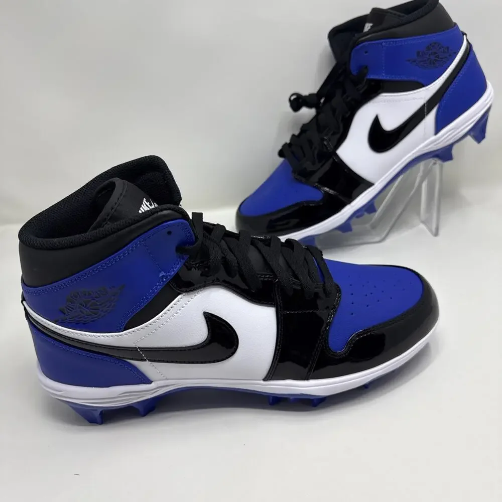 Nike Air Jordan 1 Mid TD Football Cleats Mens 12 FJ6805-401 Game Royal Blue